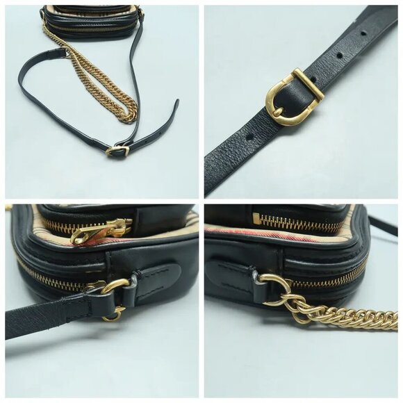 Burberry Brown Leather&Cloth Shoulder Bag 385-122824 - Picture 7 of 12